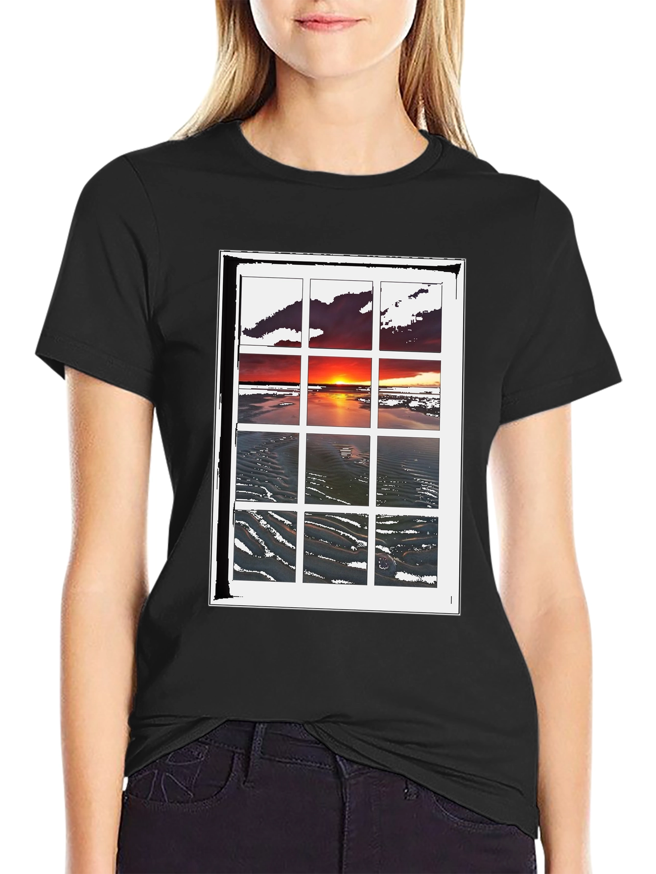 Sunset Window T-Shirt - Coastal Scene Tee