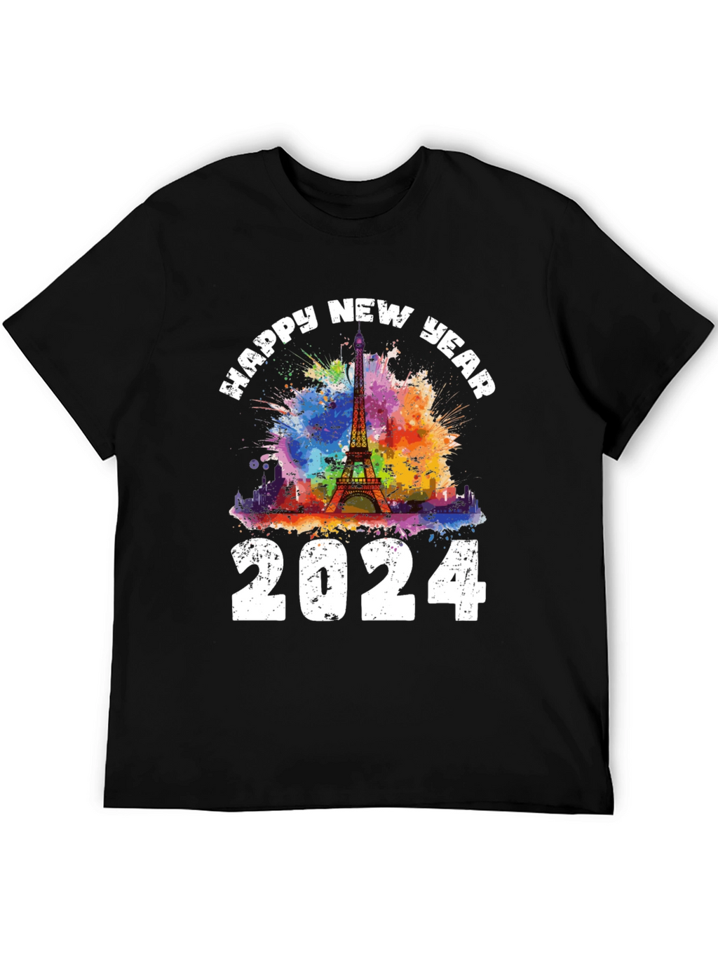 Happy New Year 2024 Eiffel Tower Graphic Tee