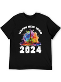 Happy New Year 2024 Eiffel Tower Graphic Tee