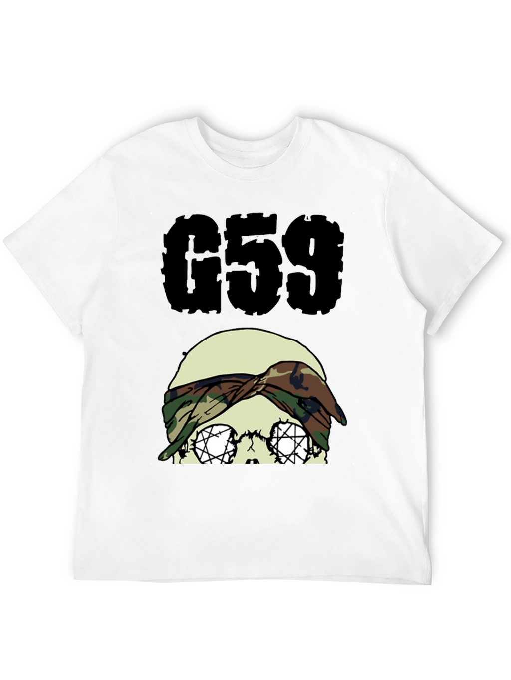 G59 Skull Camo Headband Black Graphic Tee