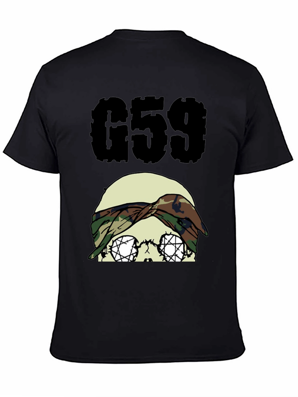 G59 Skull Camo Headband Black Graphic Tee