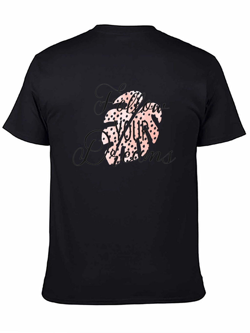 Tropical Leaf Print Black T-Shirt