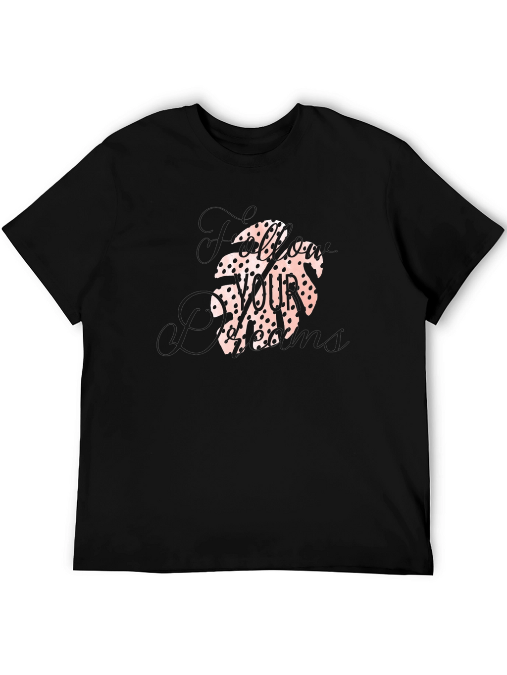 Tropical Leaf Print Black T-Shirt
