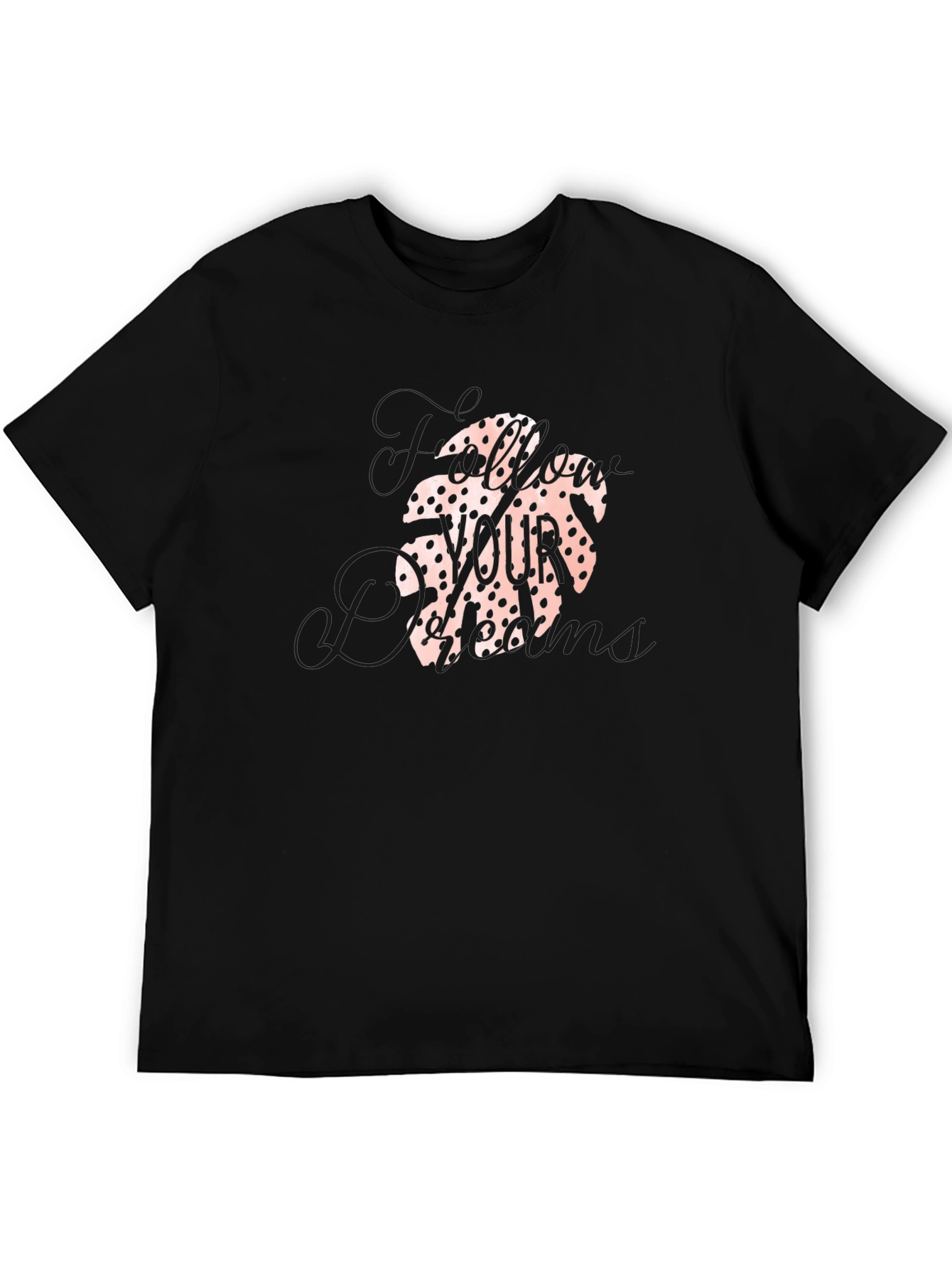 Tropical Leaf Print Black T-Shirt