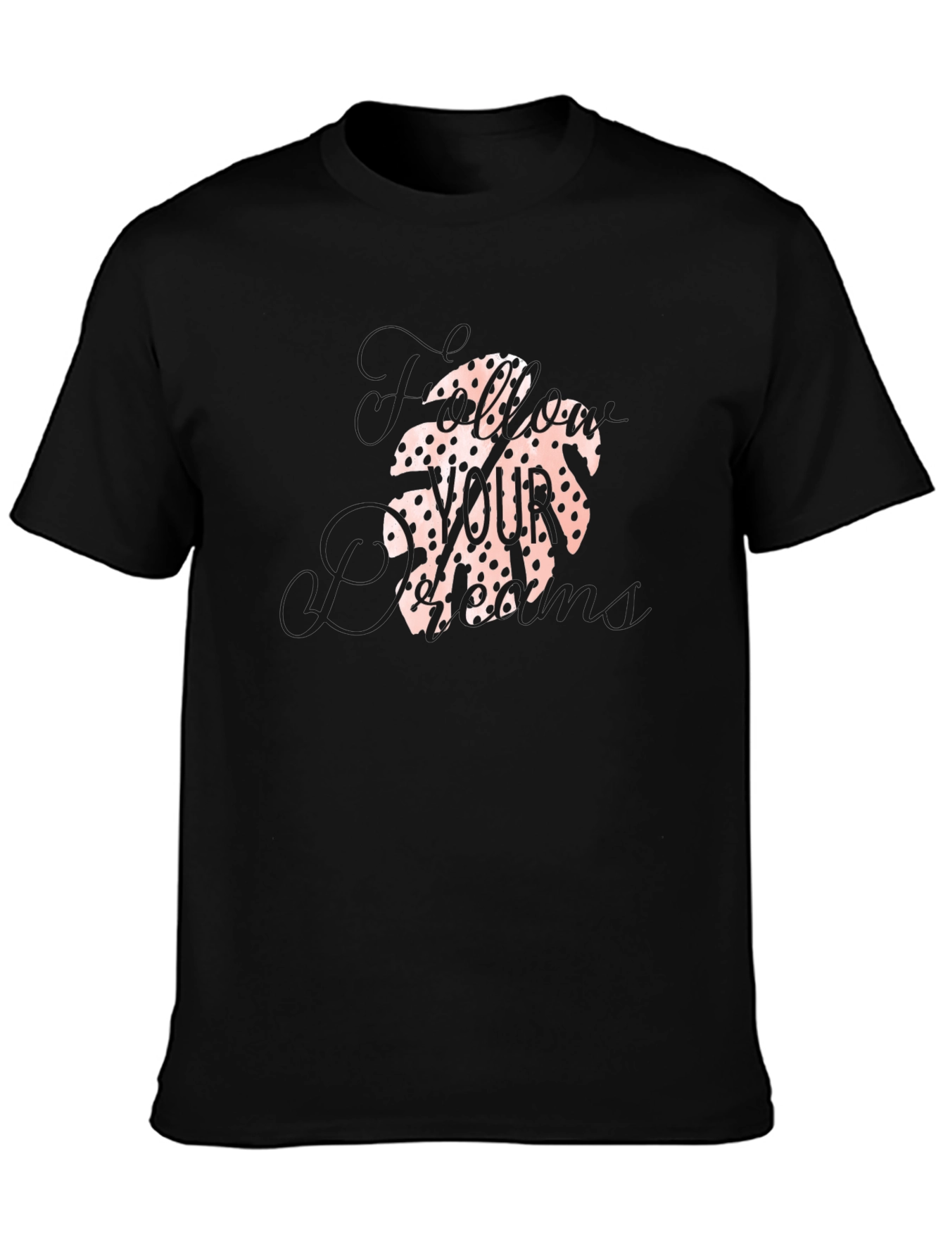 Tropical Leaf Print Black T-Shirt