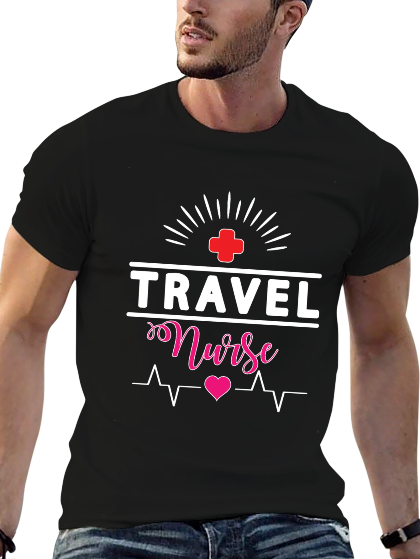 Travel Nurse T-Shirt - Heartbeat Design