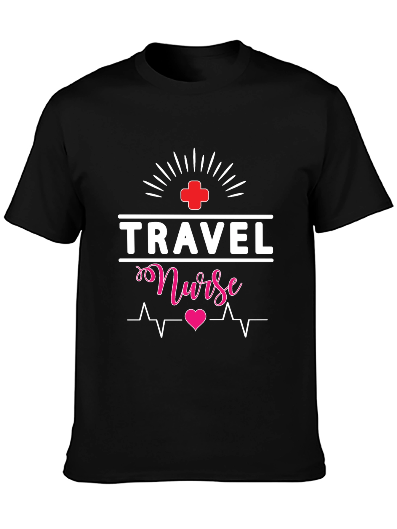 Travel Nurse T-Shirt - Heartbeat Design