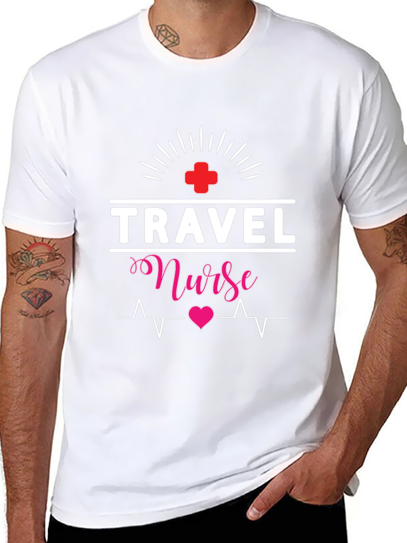 Travel Nurse T-Shirt - Heartbeat Design