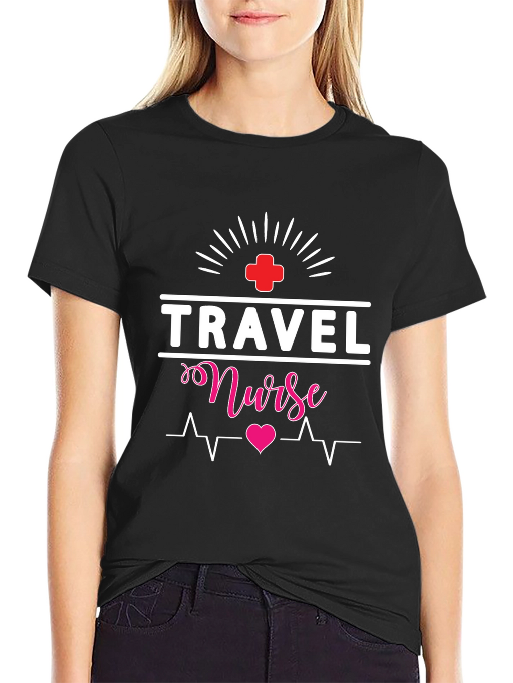 Travel Nurse T-Shirt - Heartbeat Design