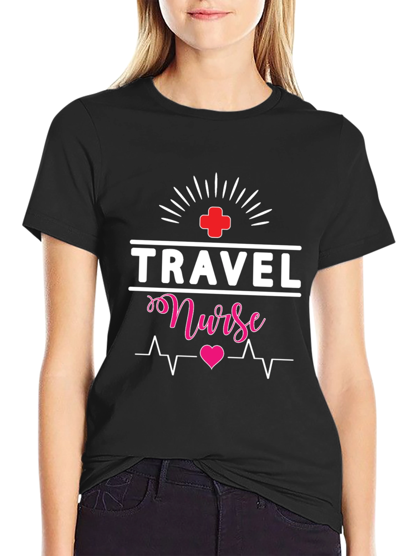 Travel Nurse T-Shirt - Heartbeat Design