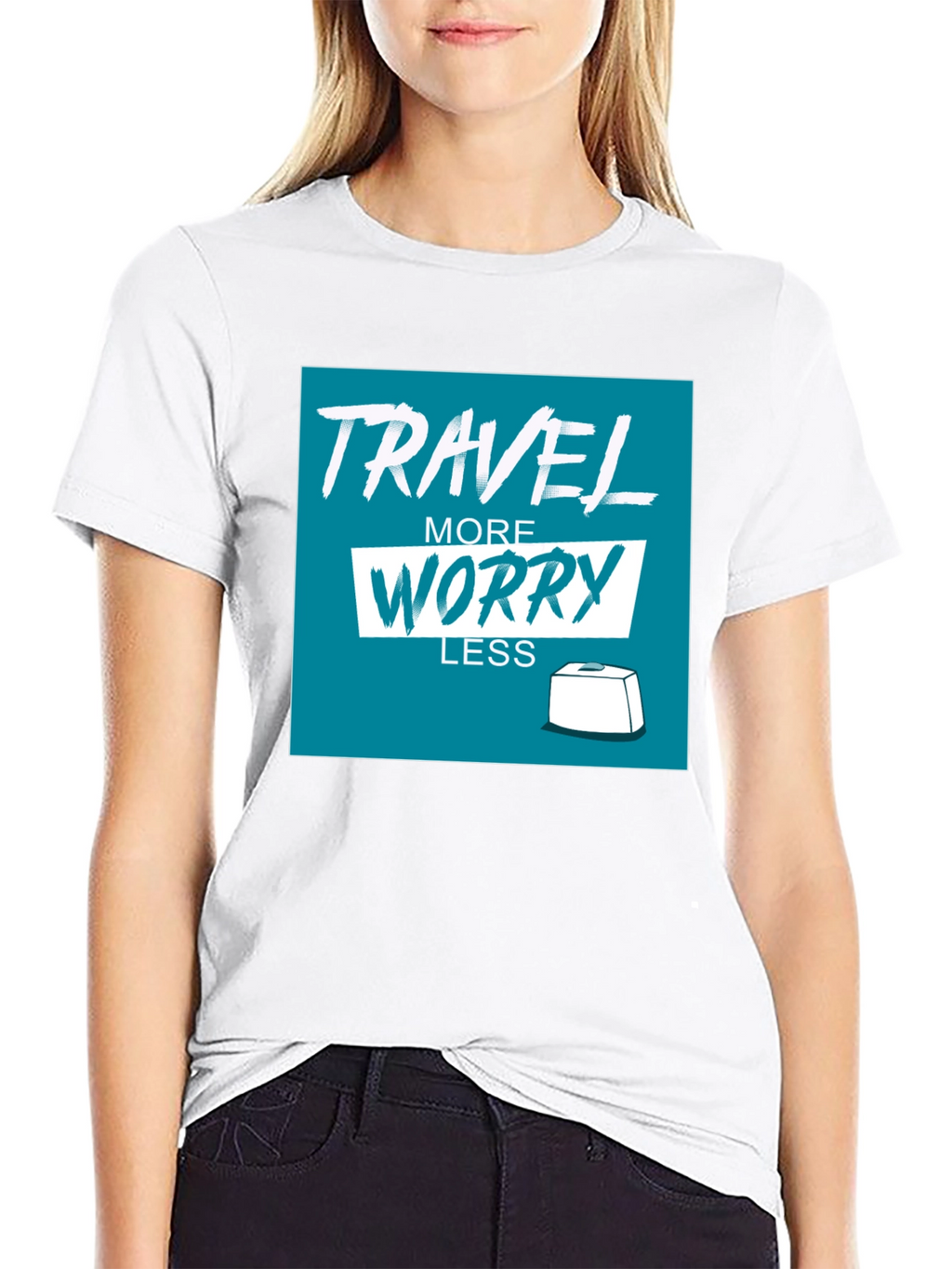 Travel More Worry Less Black Graphic Tee