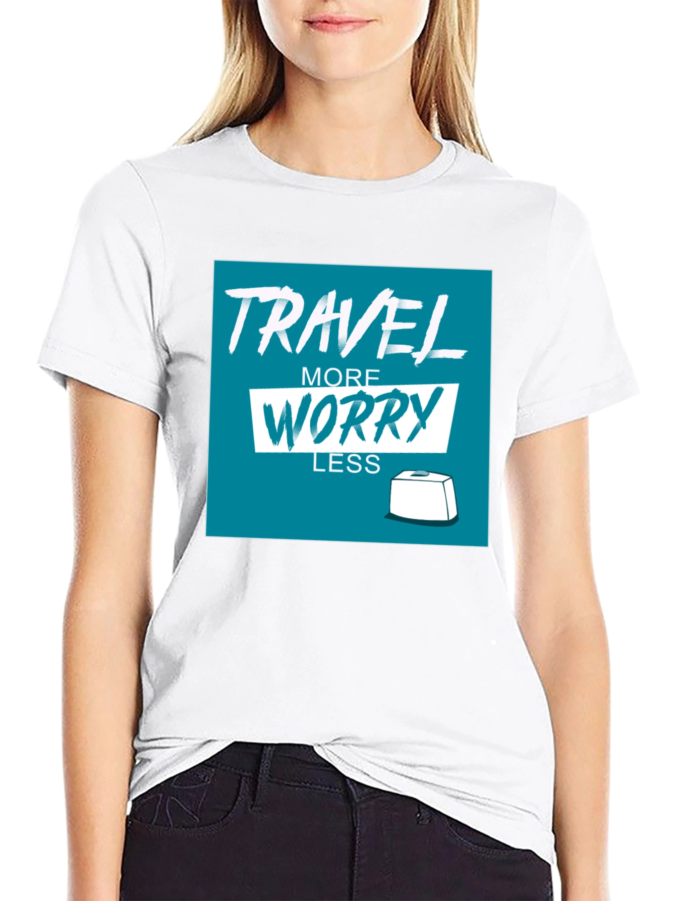 Travel More Worry Less Black Graphic Tee