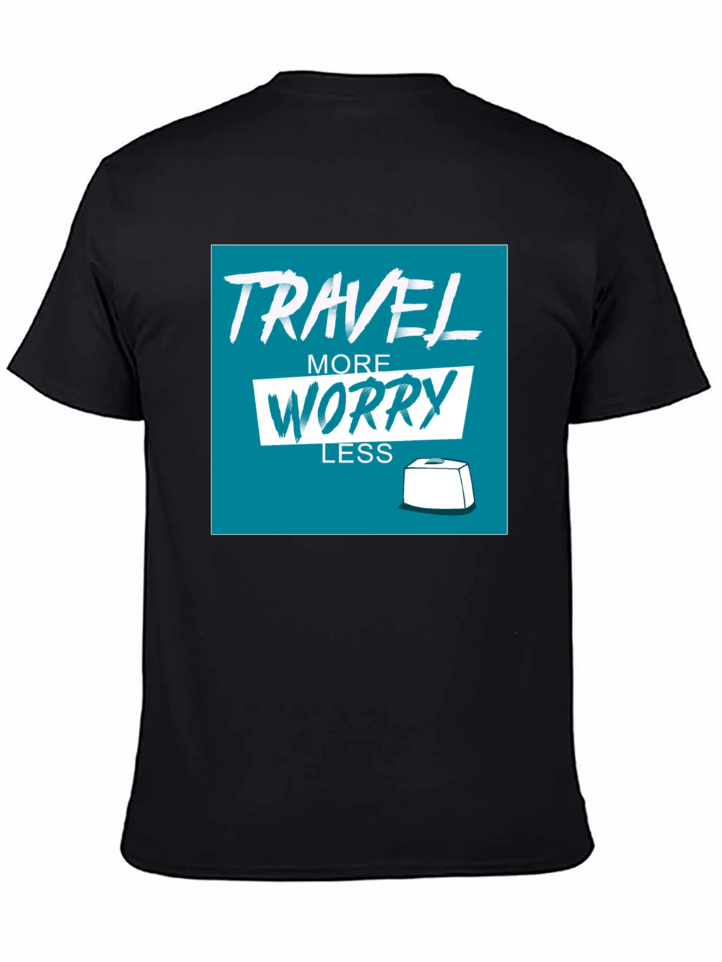 Travel More Worry Less Black Graphic Tee