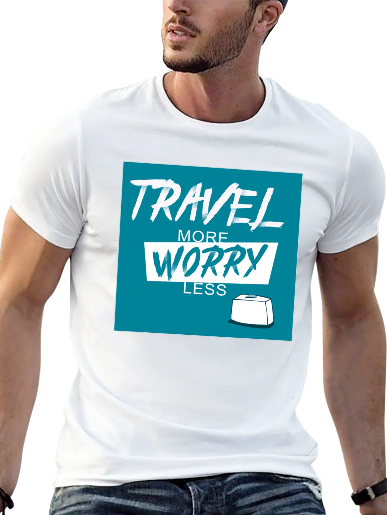 Travel More Worry Less Black Graphic Tee