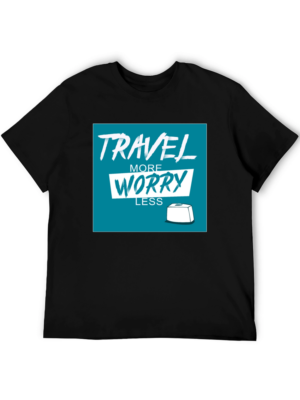 Travel More Worry Less Black Graphic Tee