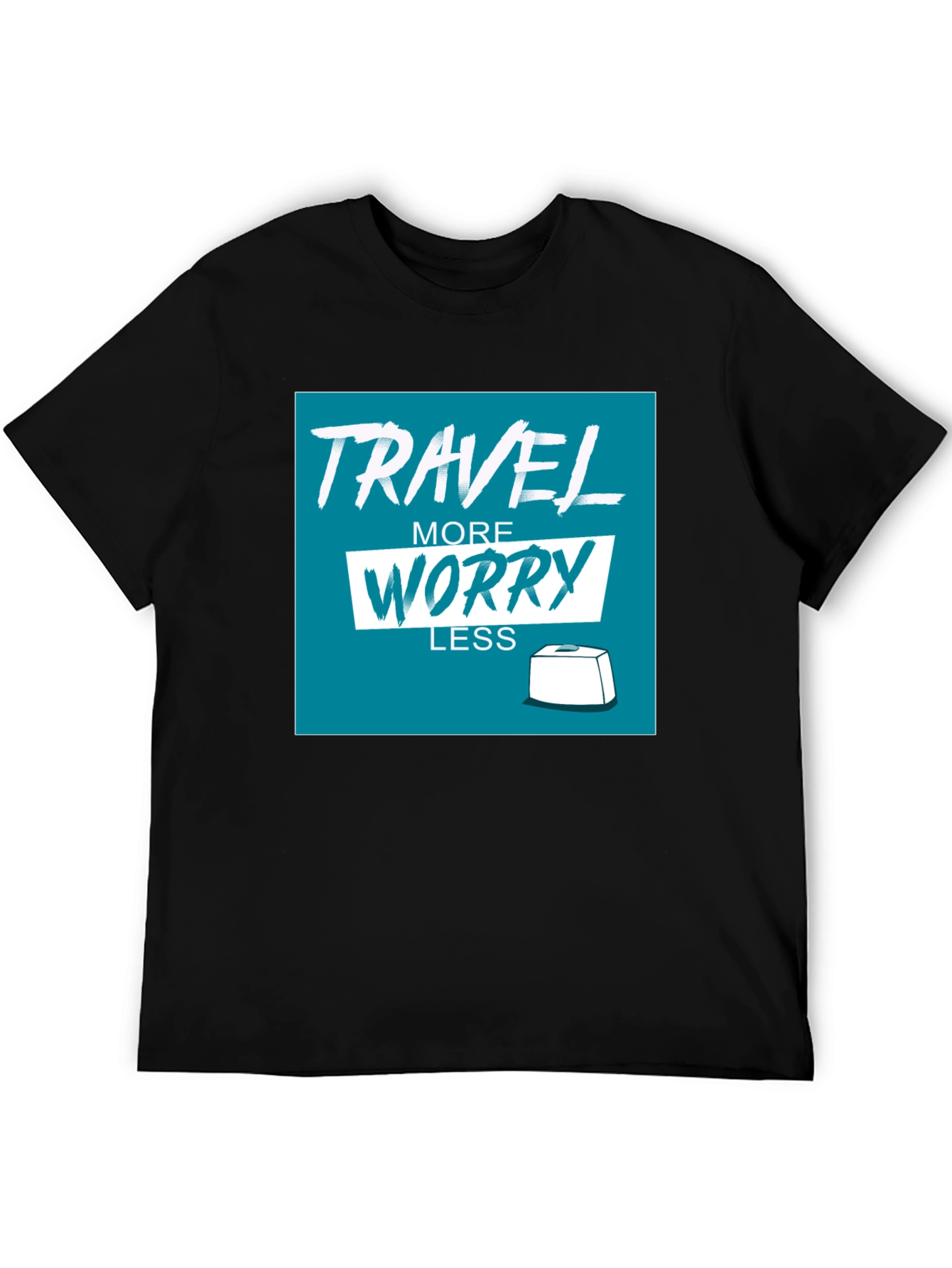 Travel More Worry Less Black Graphic Tee