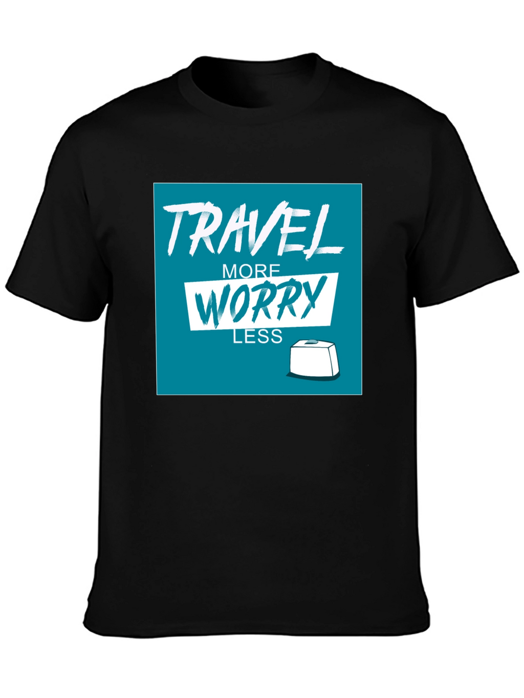 Travel More Worry Less Black Graphic Tee