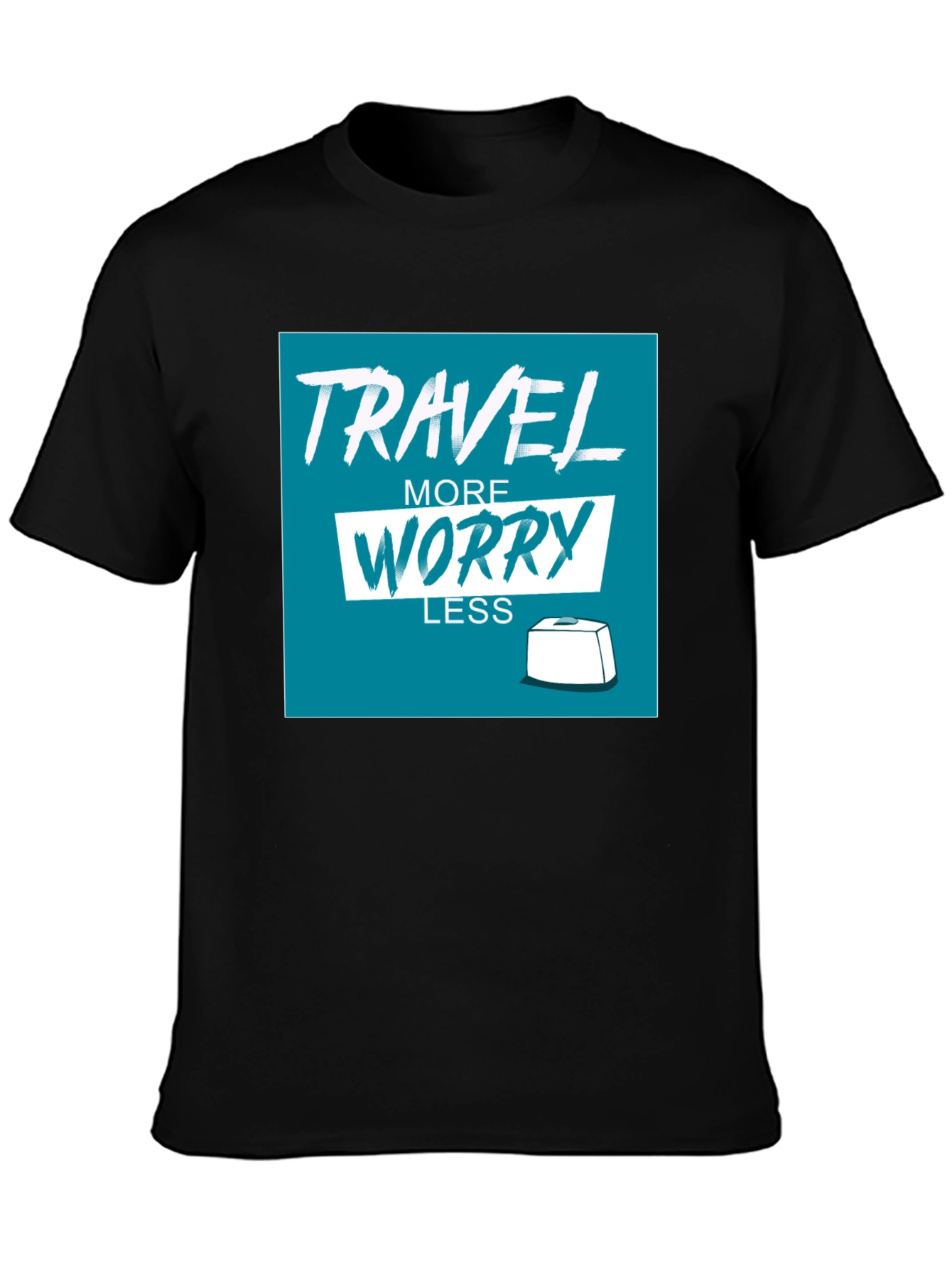 Travel More Worry Less Black Graphic Tee