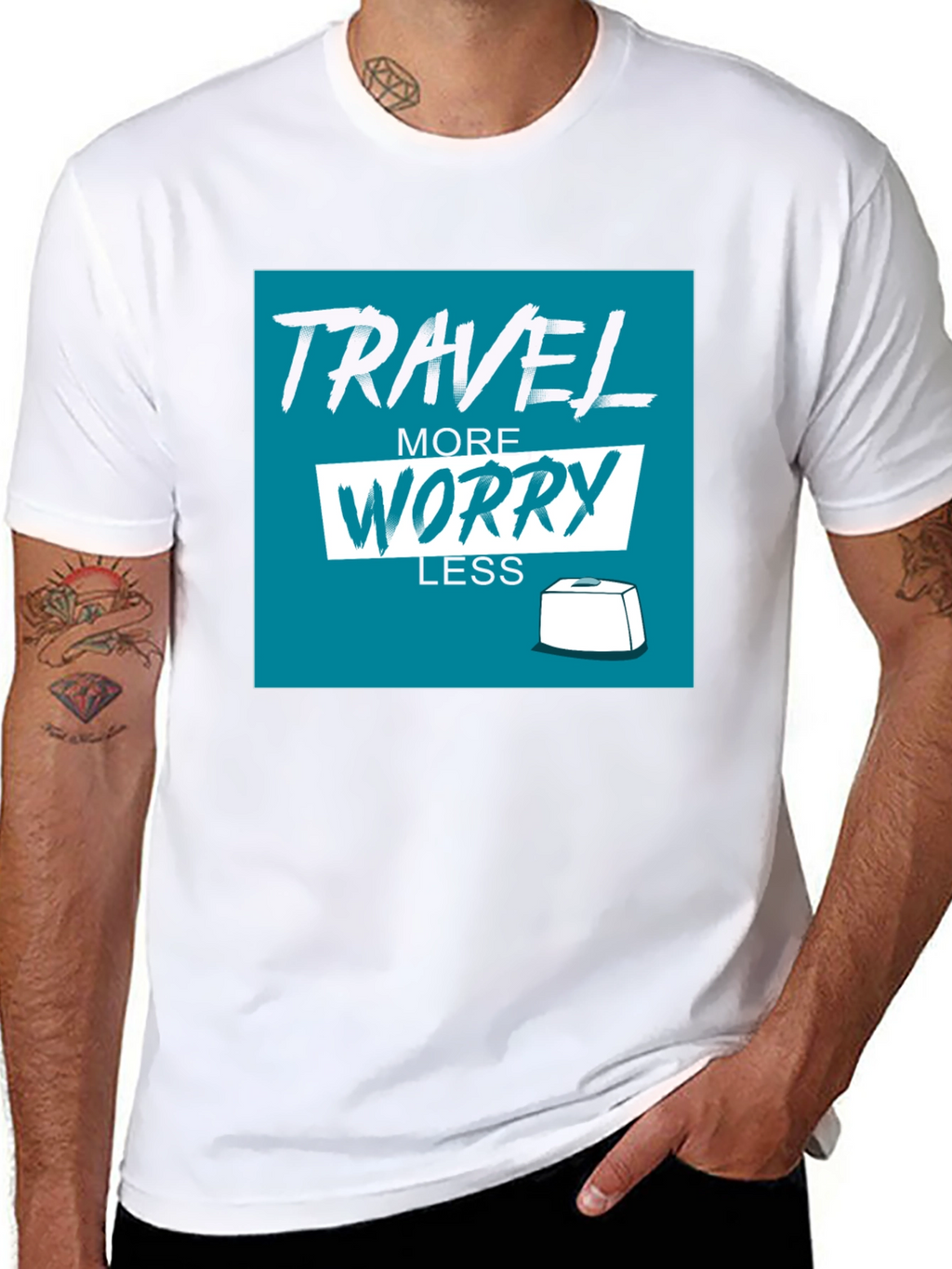 Travel More Worry Less Black Graphic Tee