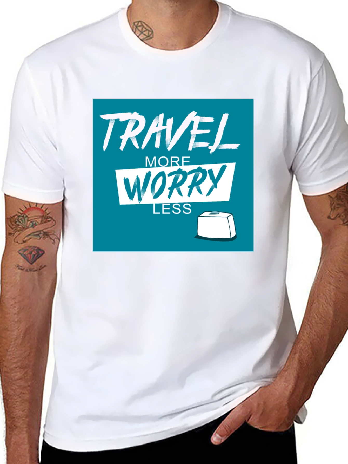 Travel More Worry Less Black Graphic Tee