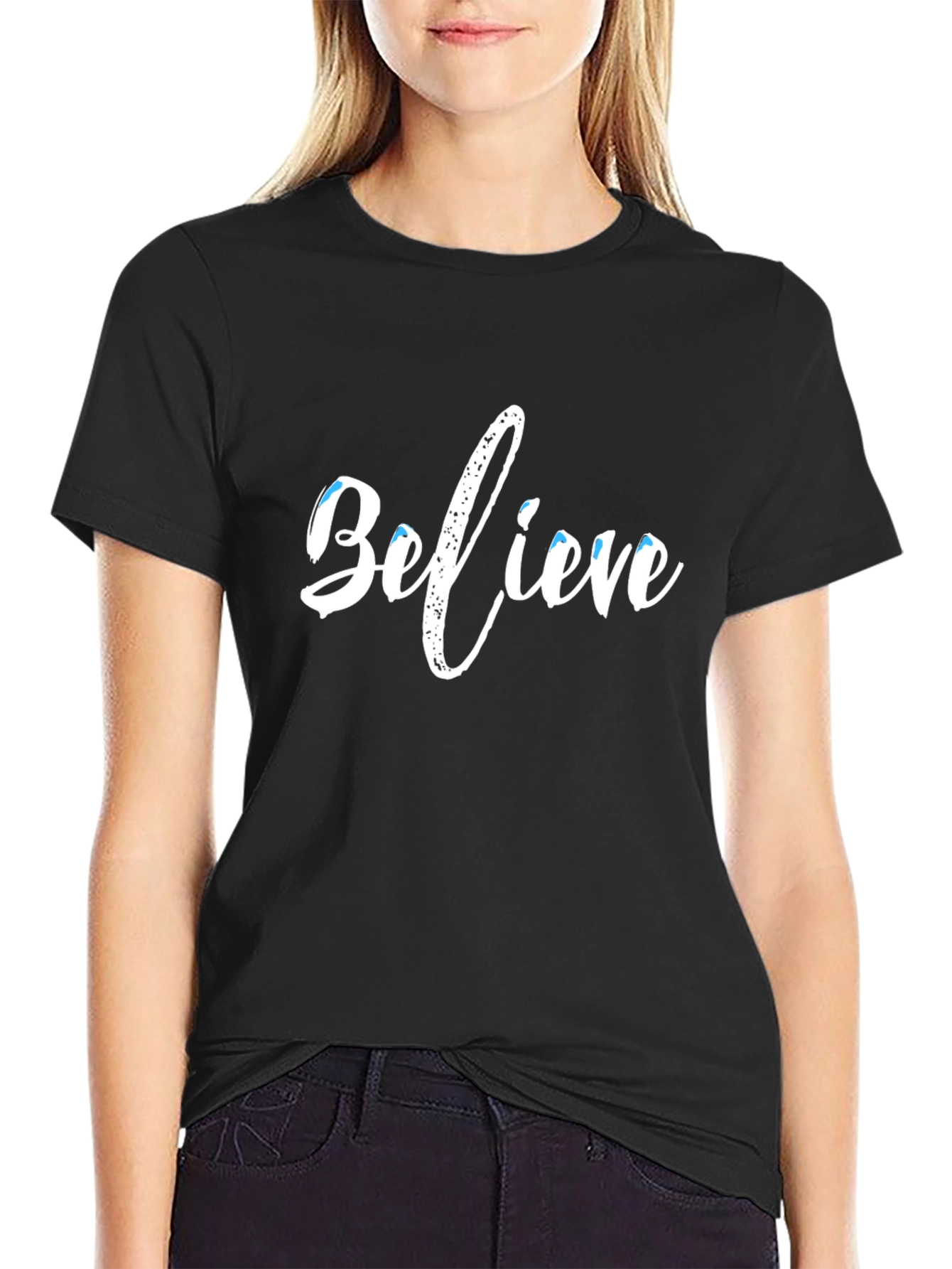 Believe Graphic Tee - Casual Black T-Shirt
