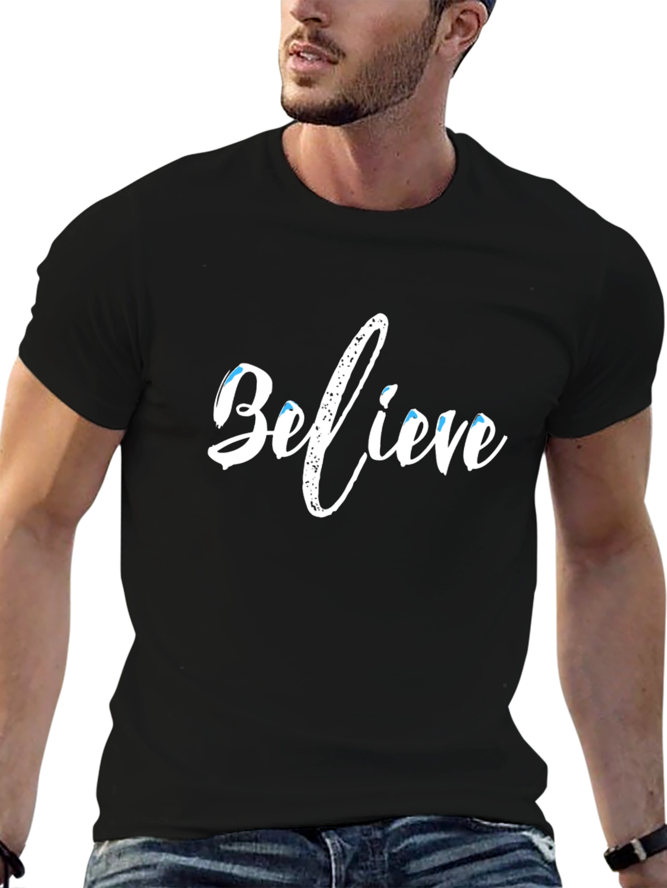 Believe Graphic Tee - Casual Black T-Shirt