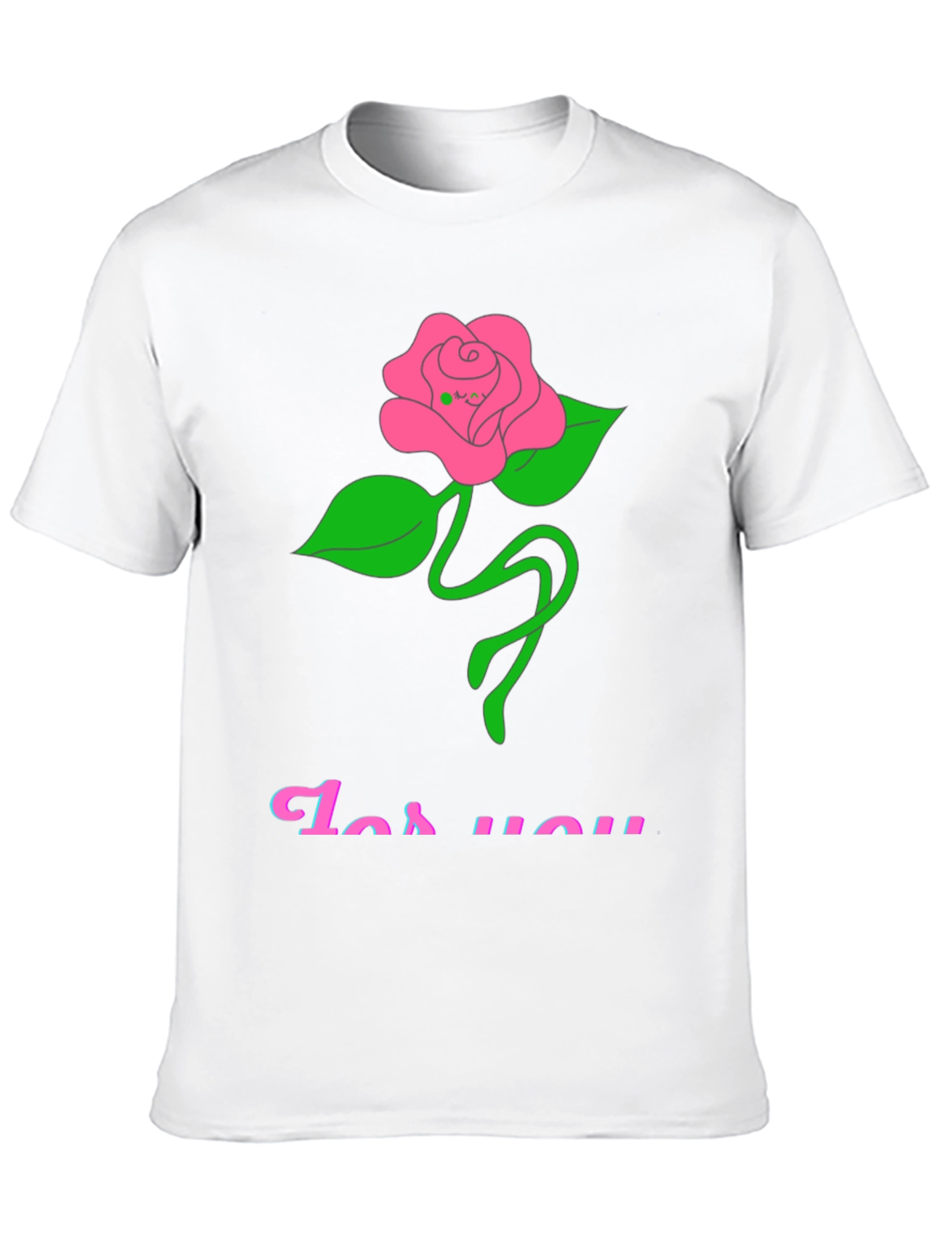 Black T-Shirt with Rose For You Graphic