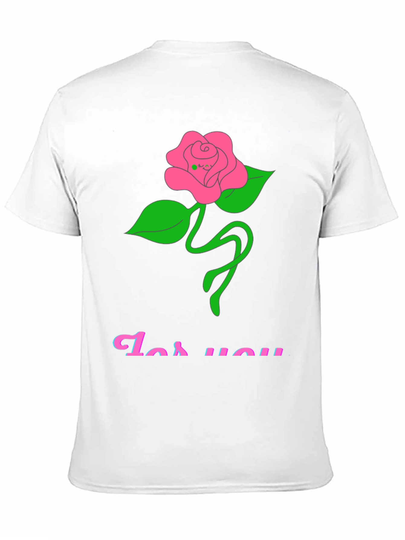 Black T-Shirt with Rose For You Graphic
