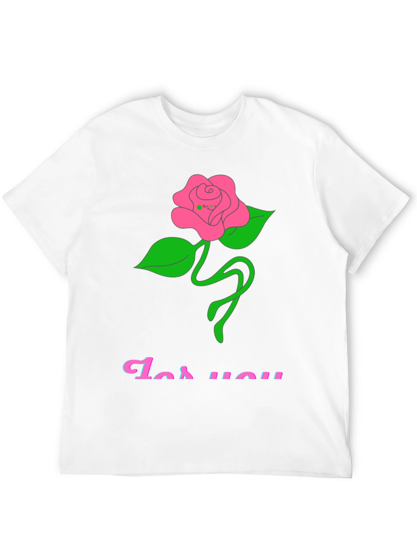 Black T-Shirt with Rose For You Graphic