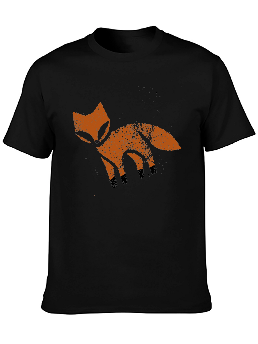 Rustic Fox Graphic Tee - Soft Black Cotton T-Shirt