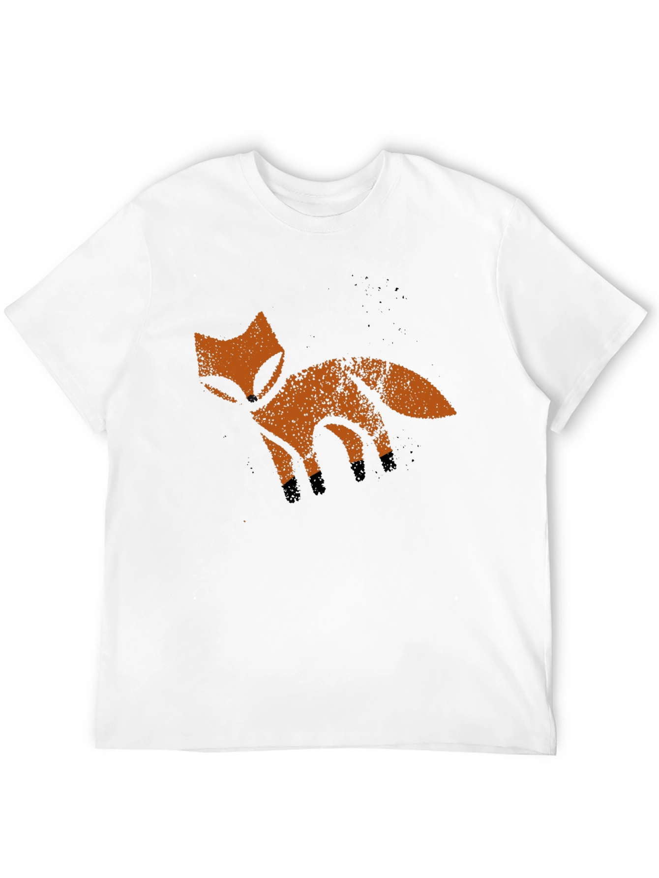 Rustic Fox Graphic Tee - Soft Black Cotton T-Shirt
