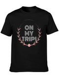 On My Trip! Graphic Tee - Black Cotton T-Shirt