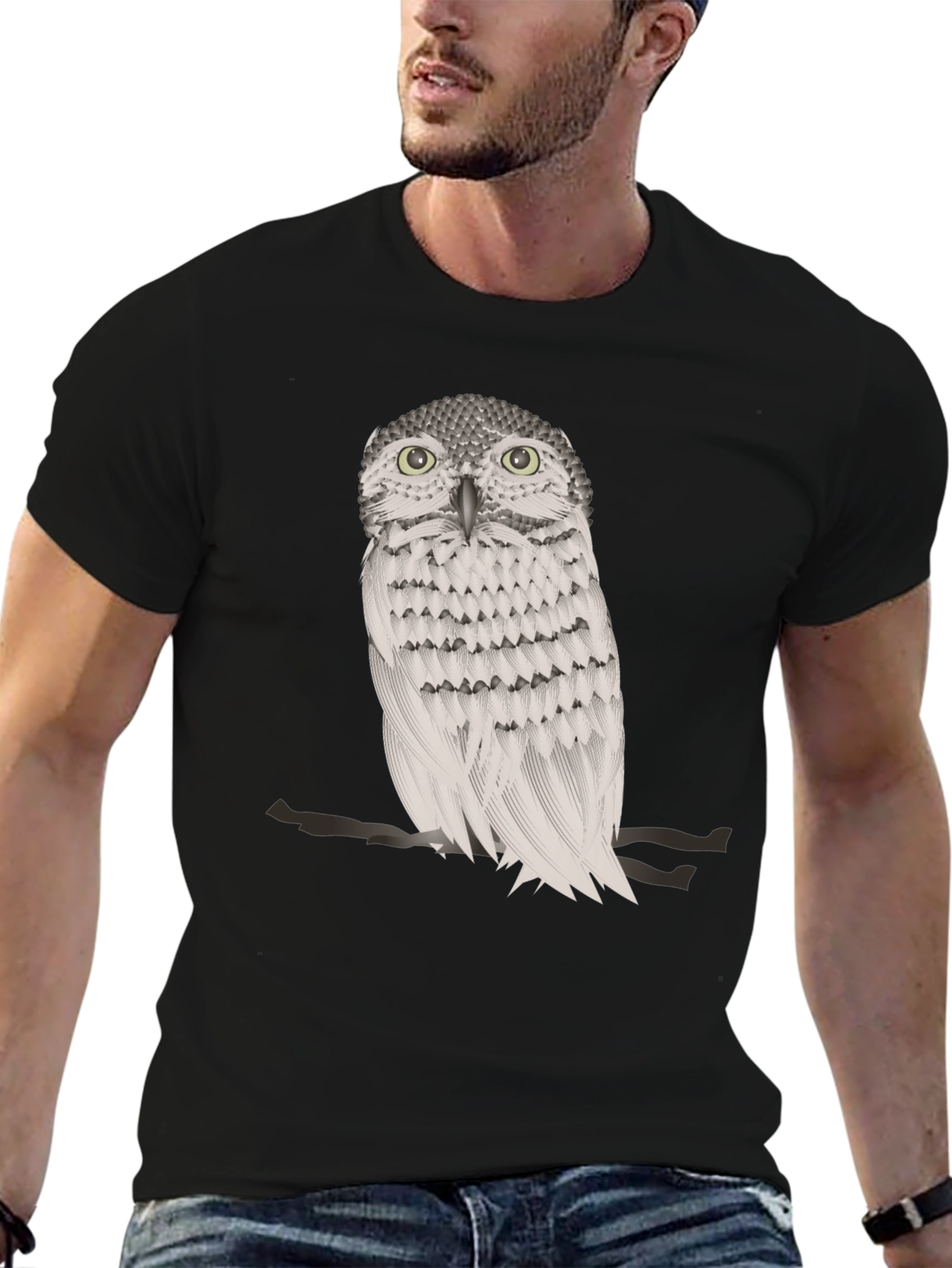 Owl Graphic Print Crew Neck T-Shirt