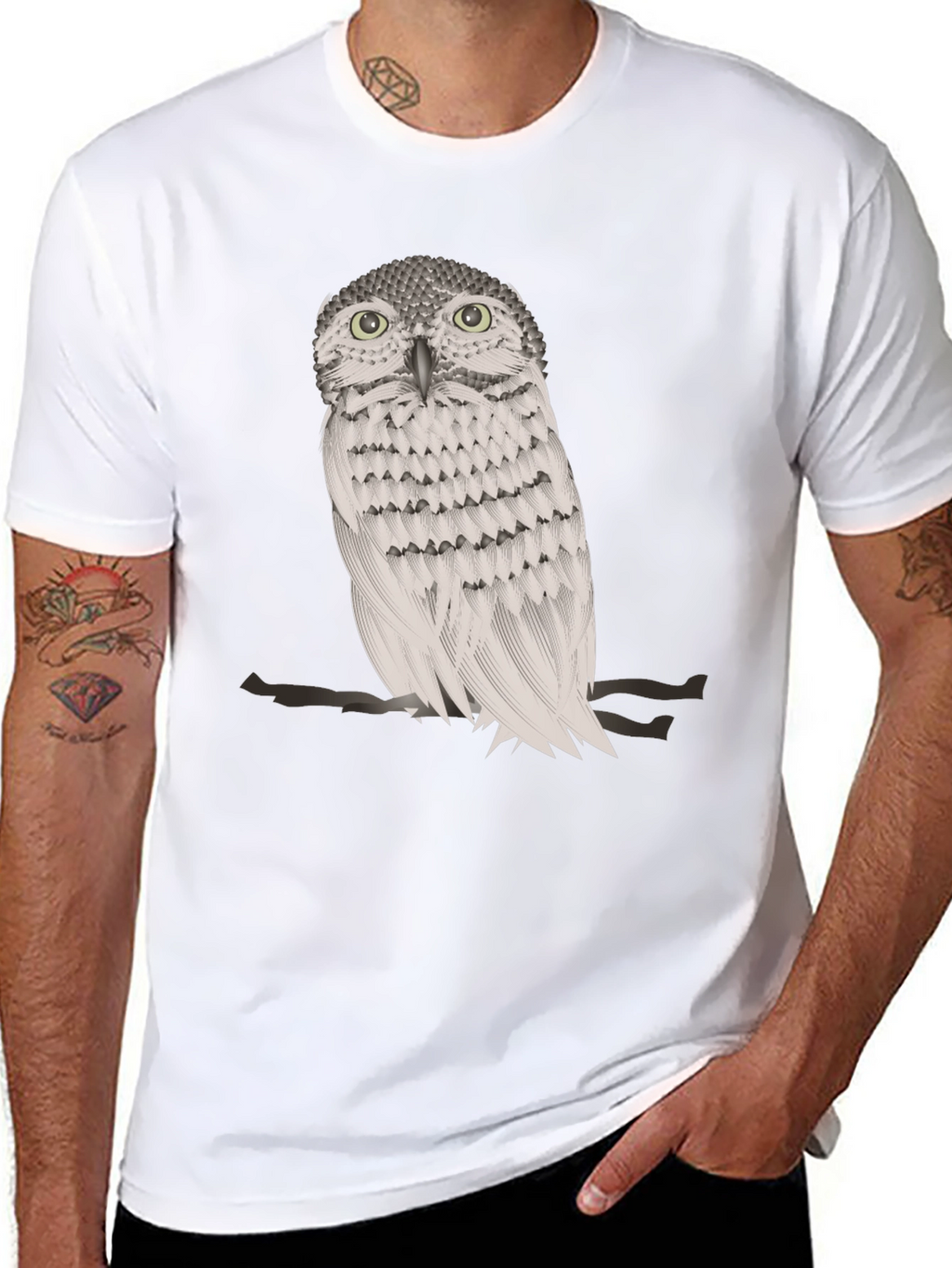 Owl Graphic Print Crew Neck T-Shirt