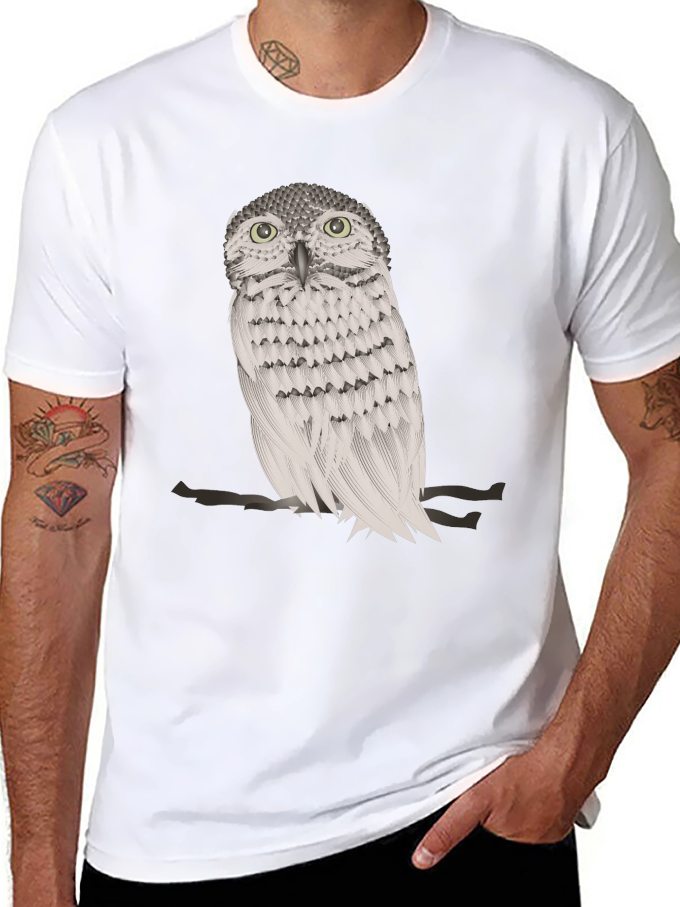 Owl Graphic Print Crew Neck T-Shirt