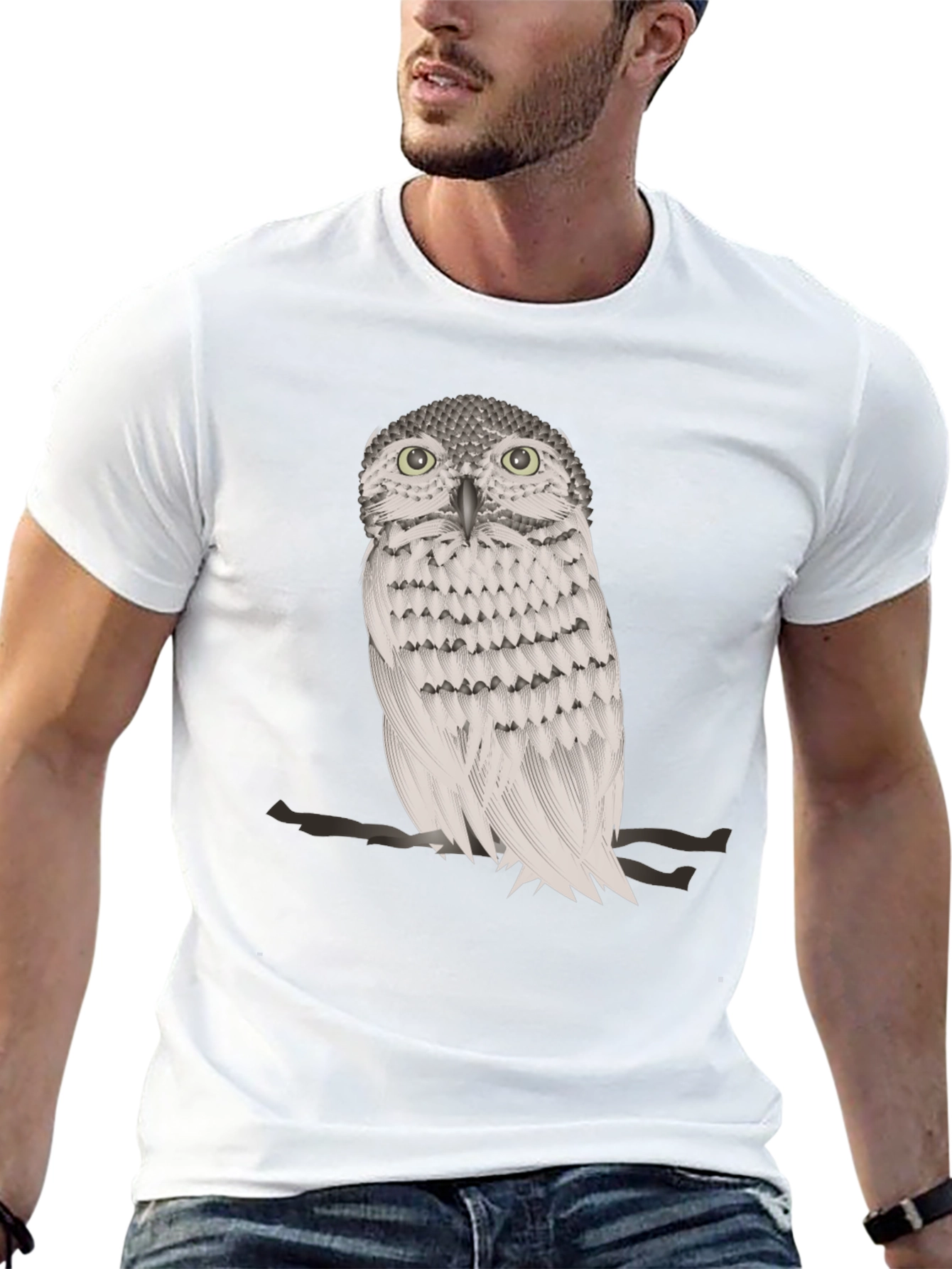 Owl Graphic Print Crew Neck T-Shirt