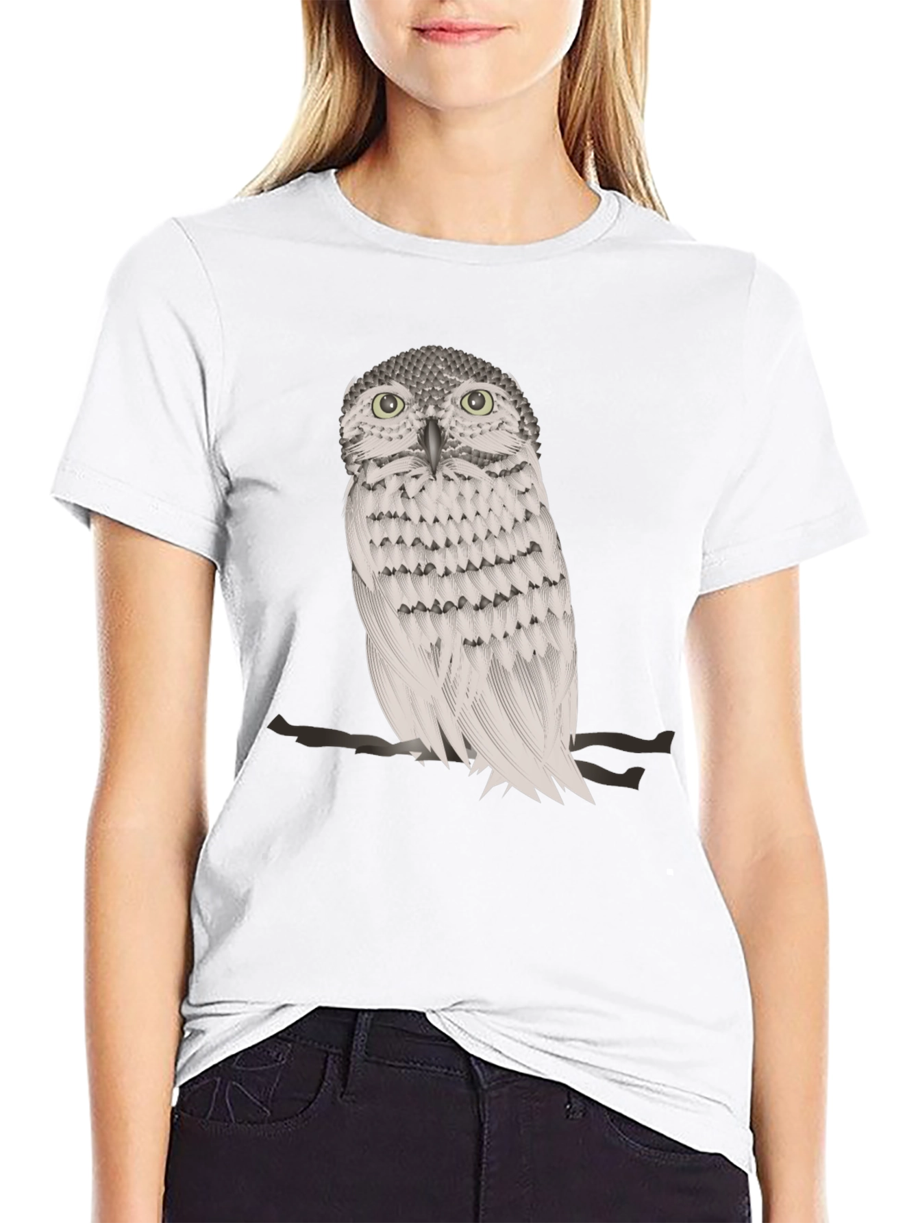 Owl Graphic Print Crew Neck T-Shirt