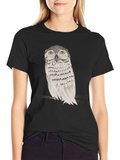 Owl Graphic Print Crew Neck T-Shirt