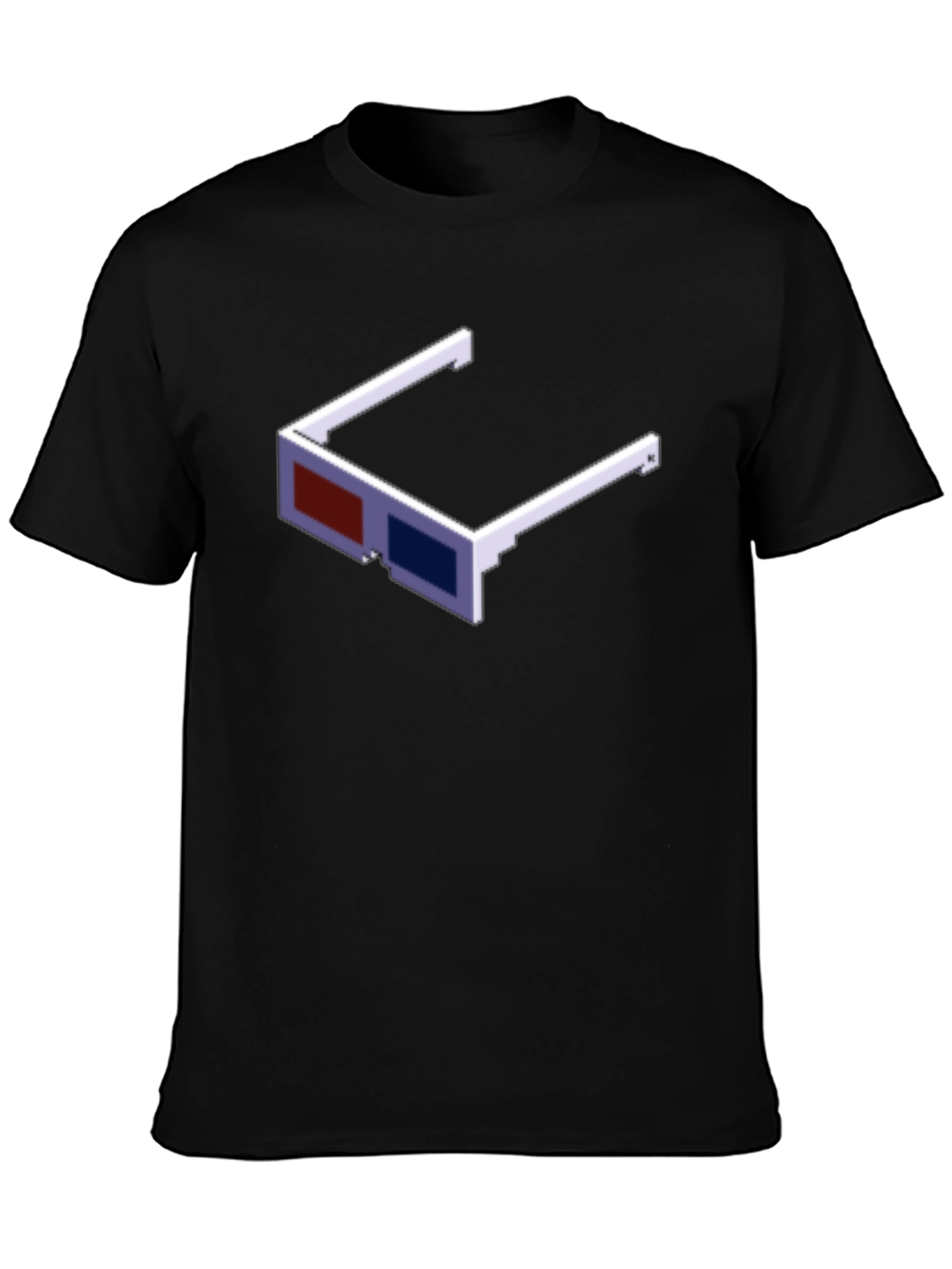 Retro 3D Glasses Graphic Tee - Black Casual Style