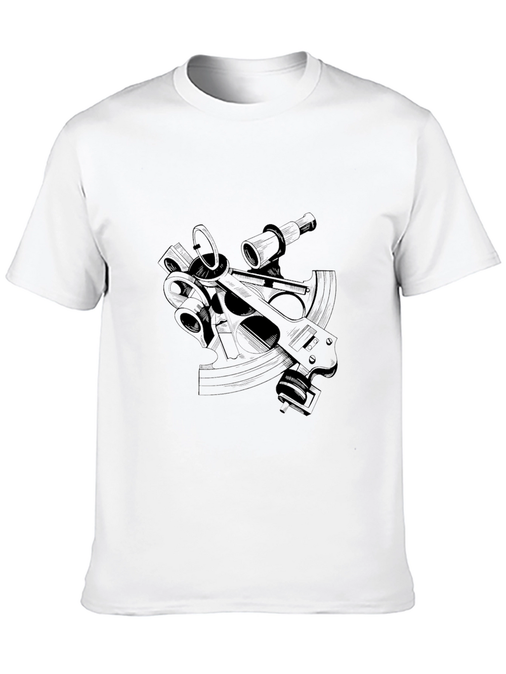Nautical Sextant Graphic Tee - Sleek Black T-Shirt