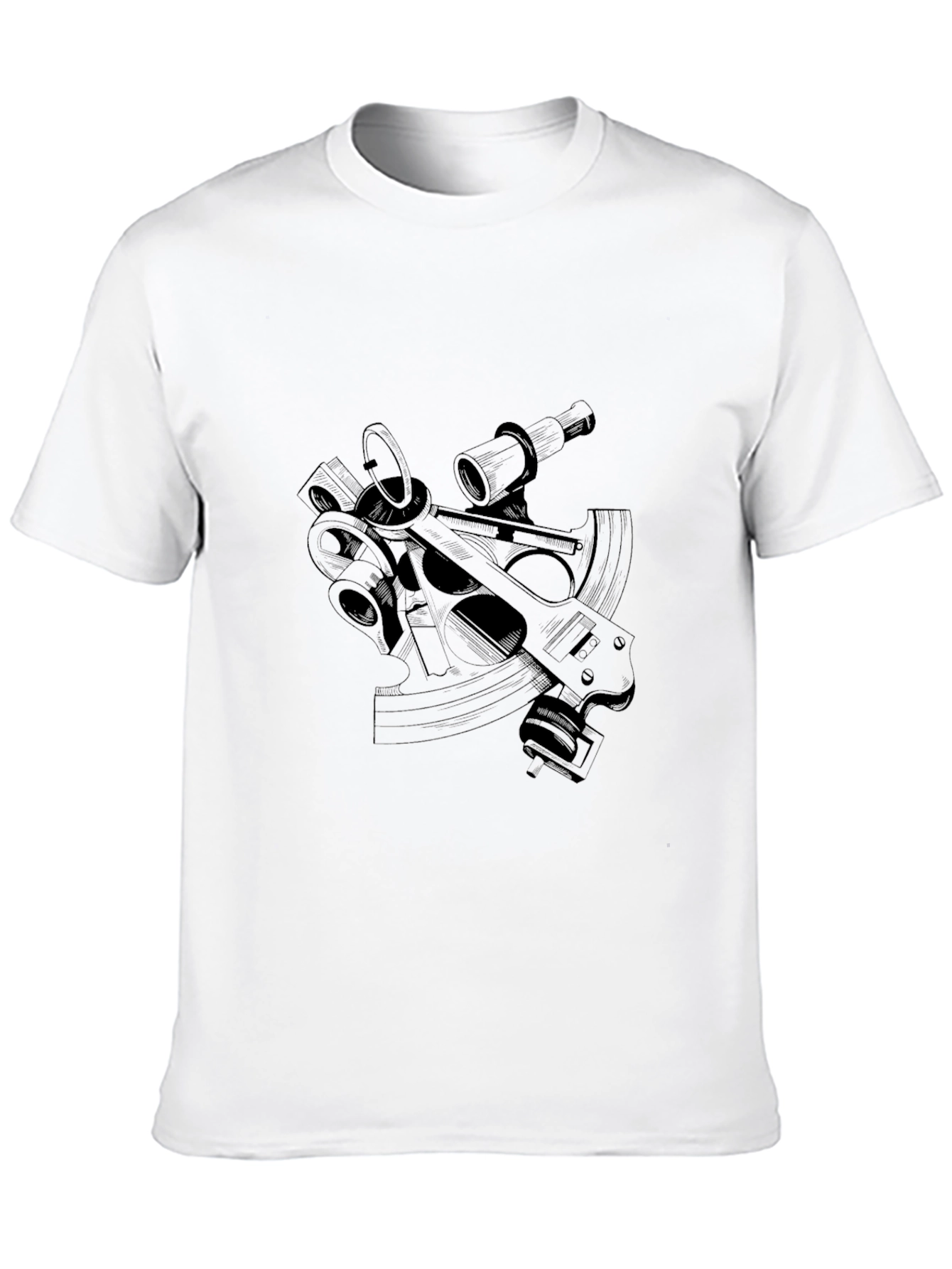 Nautical Sextant Graphic Tee - Sleek Black T-Shirt