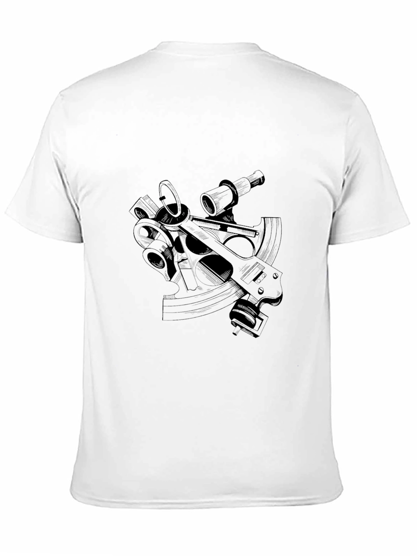 Nautical Sextant Graphic Tee - Sleek Black T-Shirt