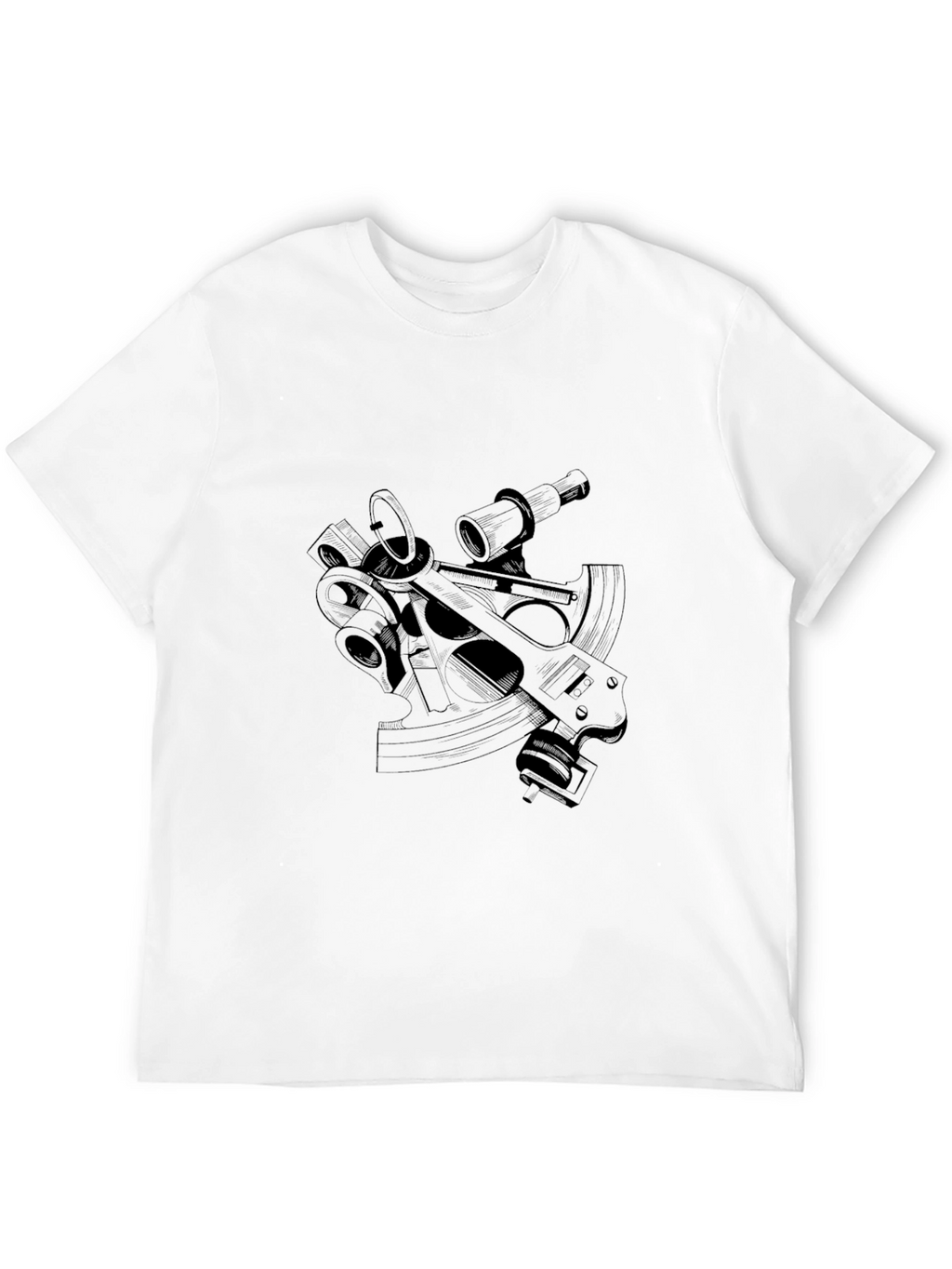 Nautical Sextant Graphic Tee - Sleek Black T-Shirt