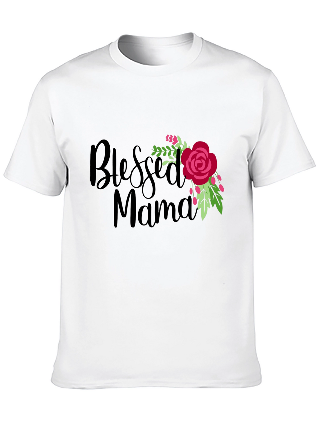 Blessed Mama Floral Graphic Black T-Shirt