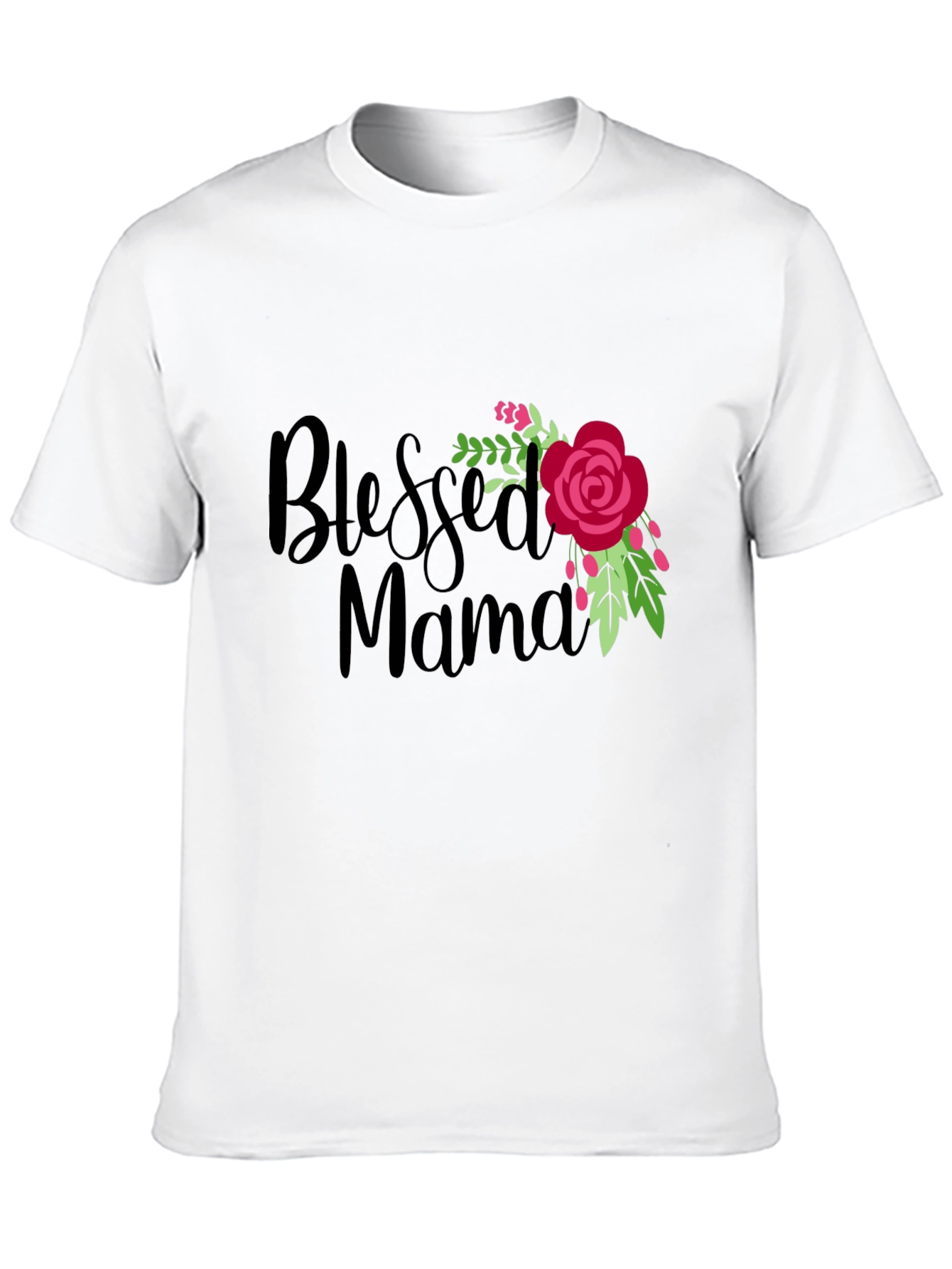 Blessed Mama Floral Graphic Black T-Shirt