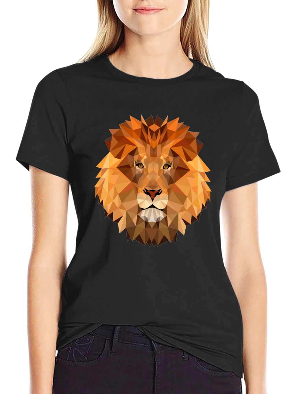 Geometric Lion Graphic Tee - Modern Animal Design