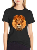 Geometric Lion Graphic Tee - Modern Animal Design
