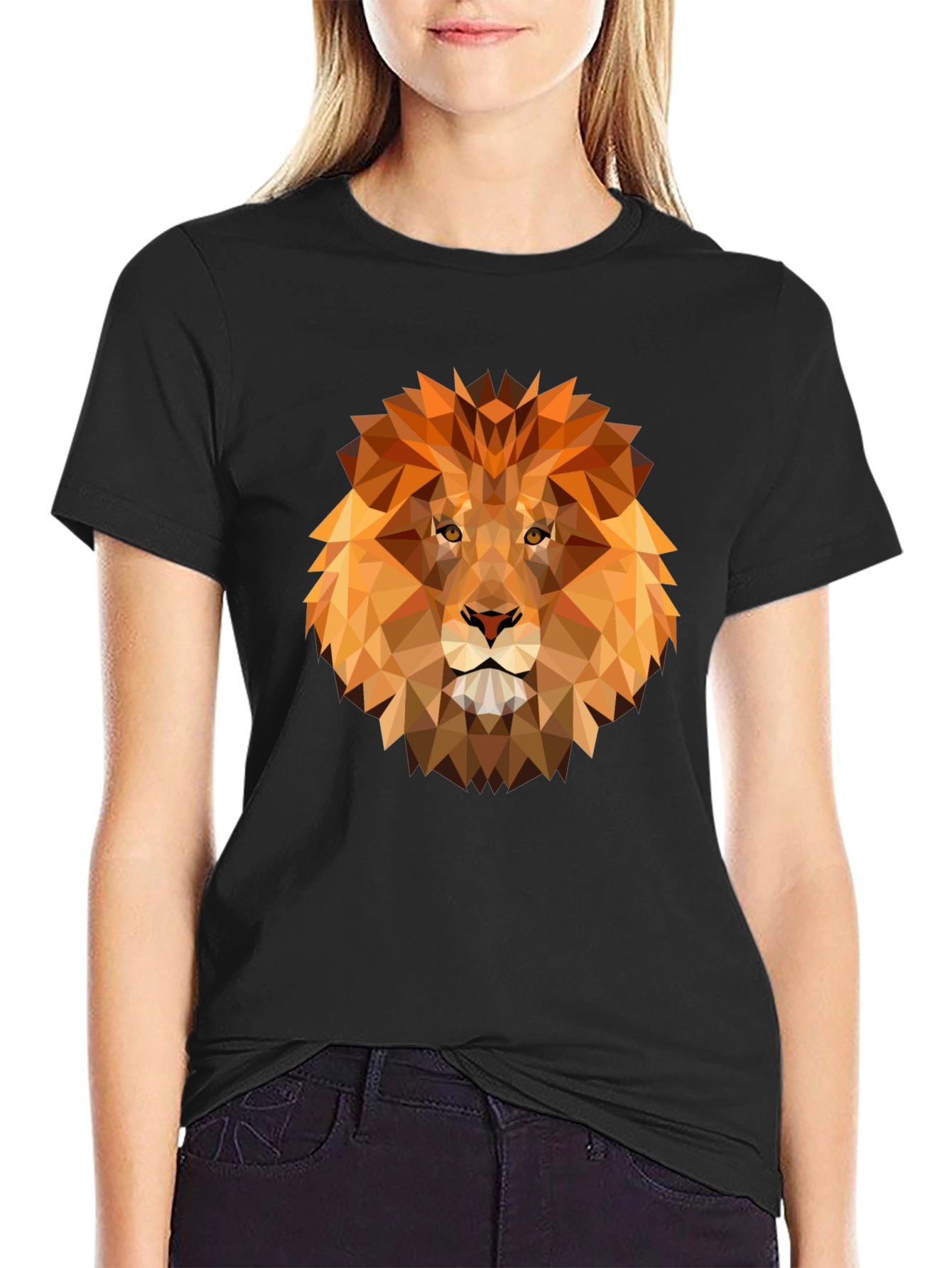 Geometric Lion Graphic Tee - Modern Animal Design