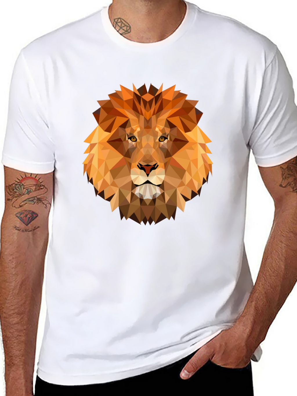 Geometric Lion Graphic Tee - Modern Animal Design