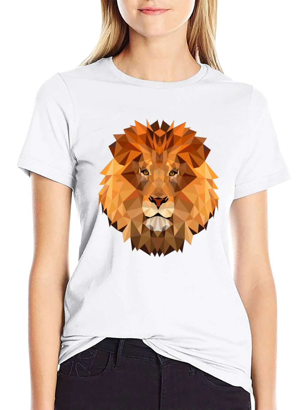 Geometric Lion Graphic Tee - Modern Animal Design